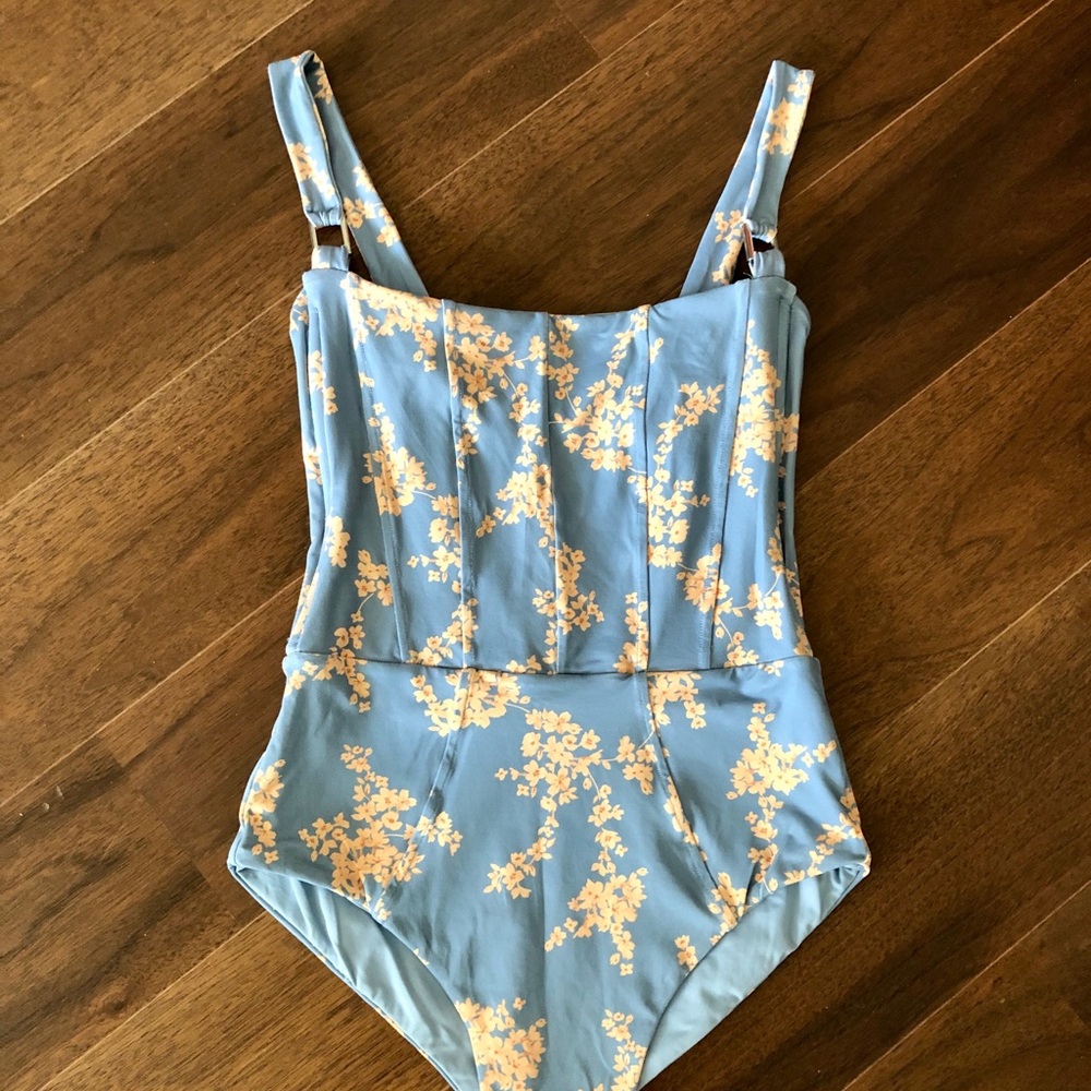 Revel Rey Blue Botanical Hunter One-Piece Swimsuit - Picture 7 of 16